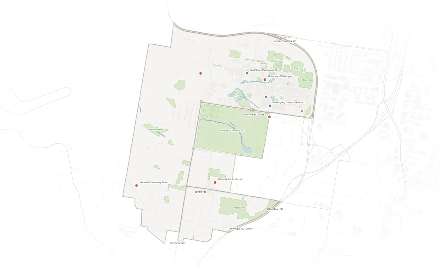 Keiraville urban fabric map