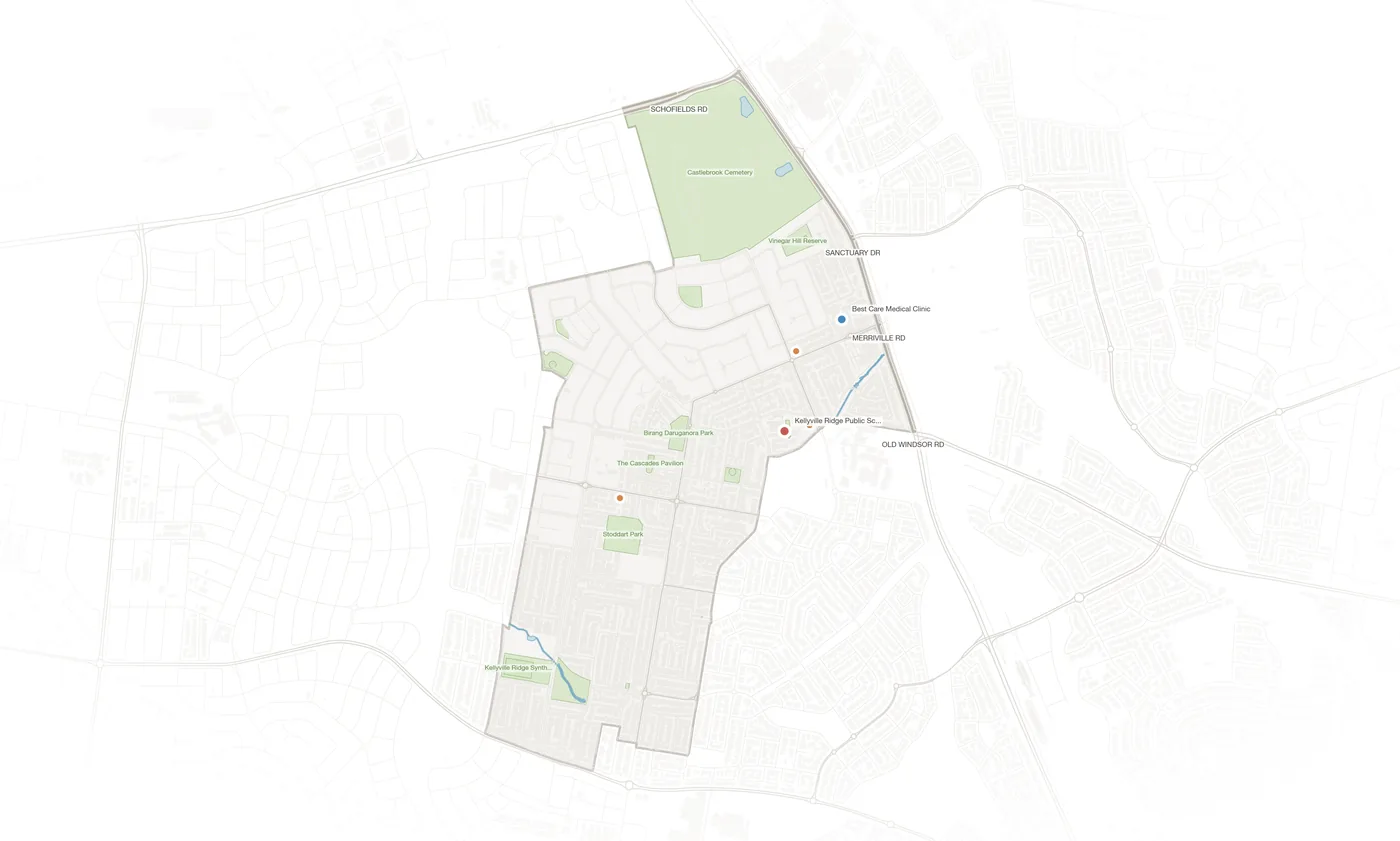 Kellyville Ridge urban fabric map