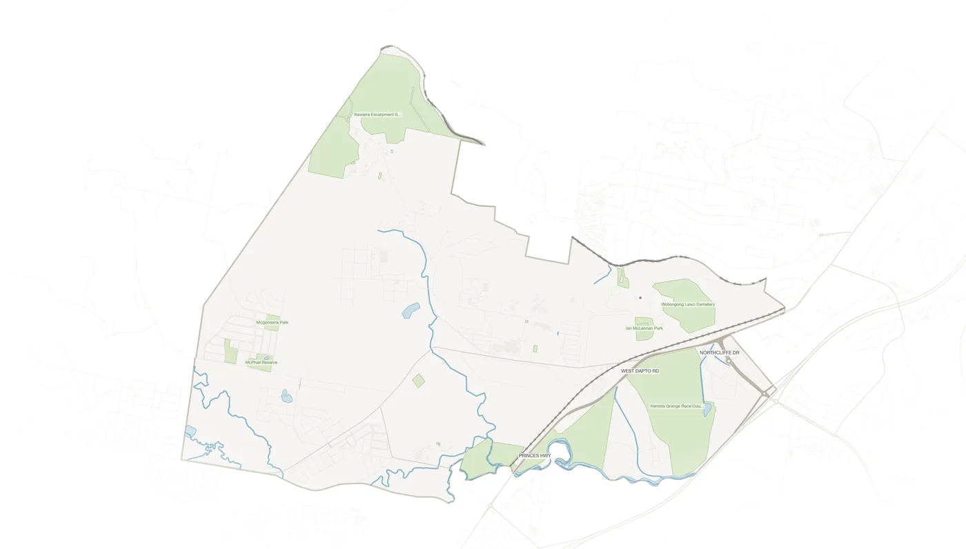 Kembla Grange urban fabric map