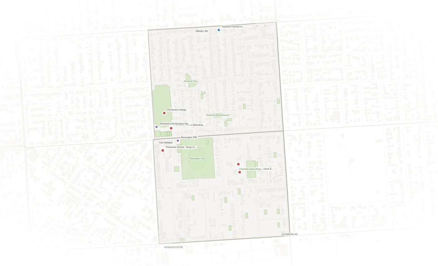 Kensington Park urban fabric map