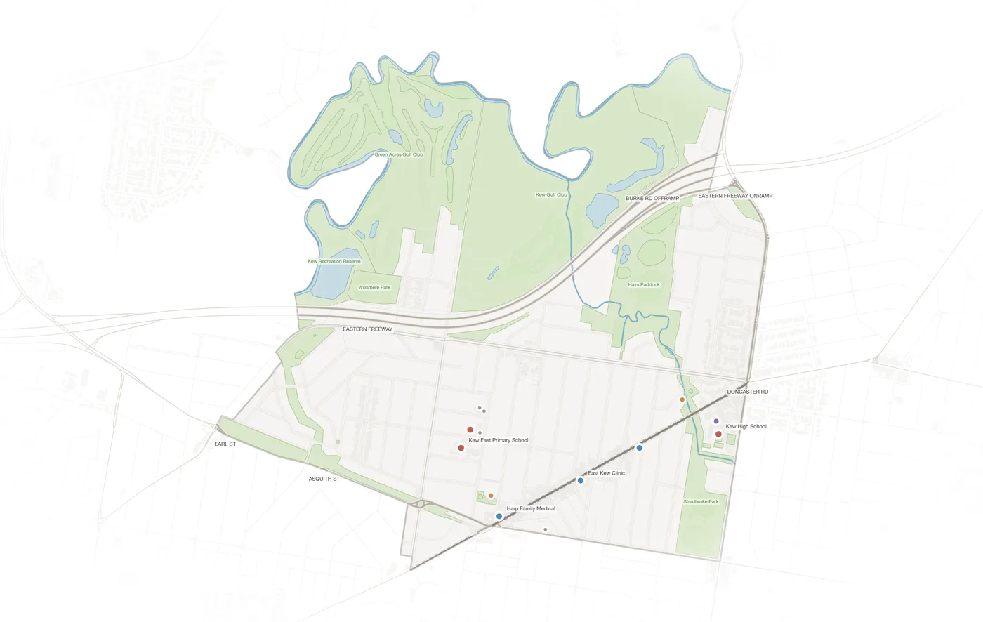 Kew East urban fabric map