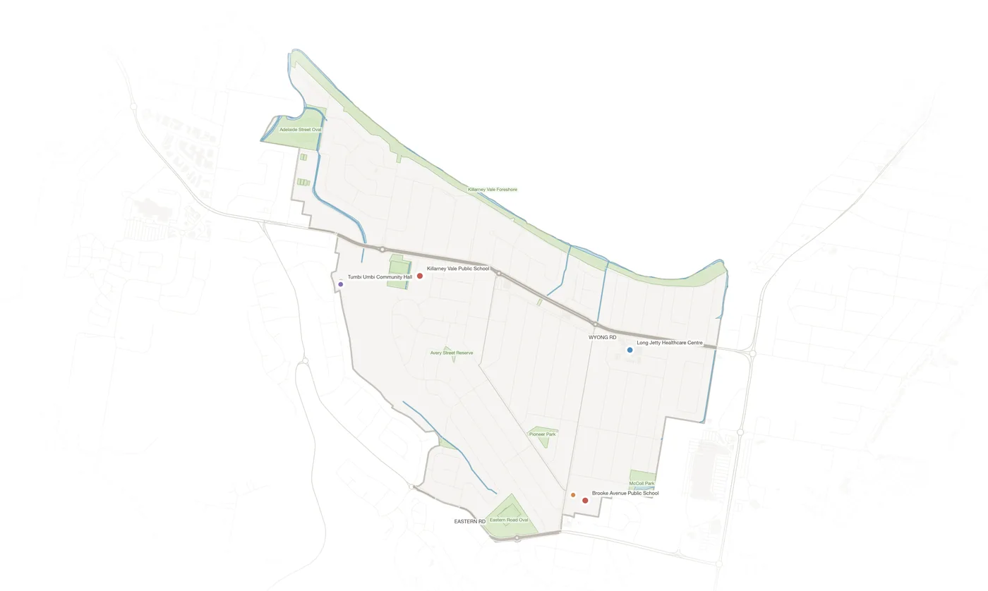 Killarney Vale urban fabric map