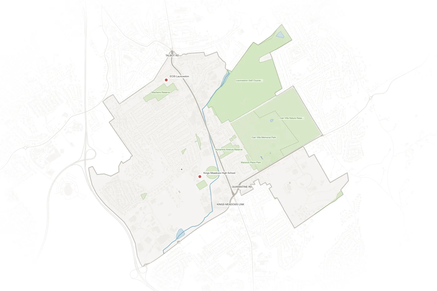 Kings Meadows urban fabric map