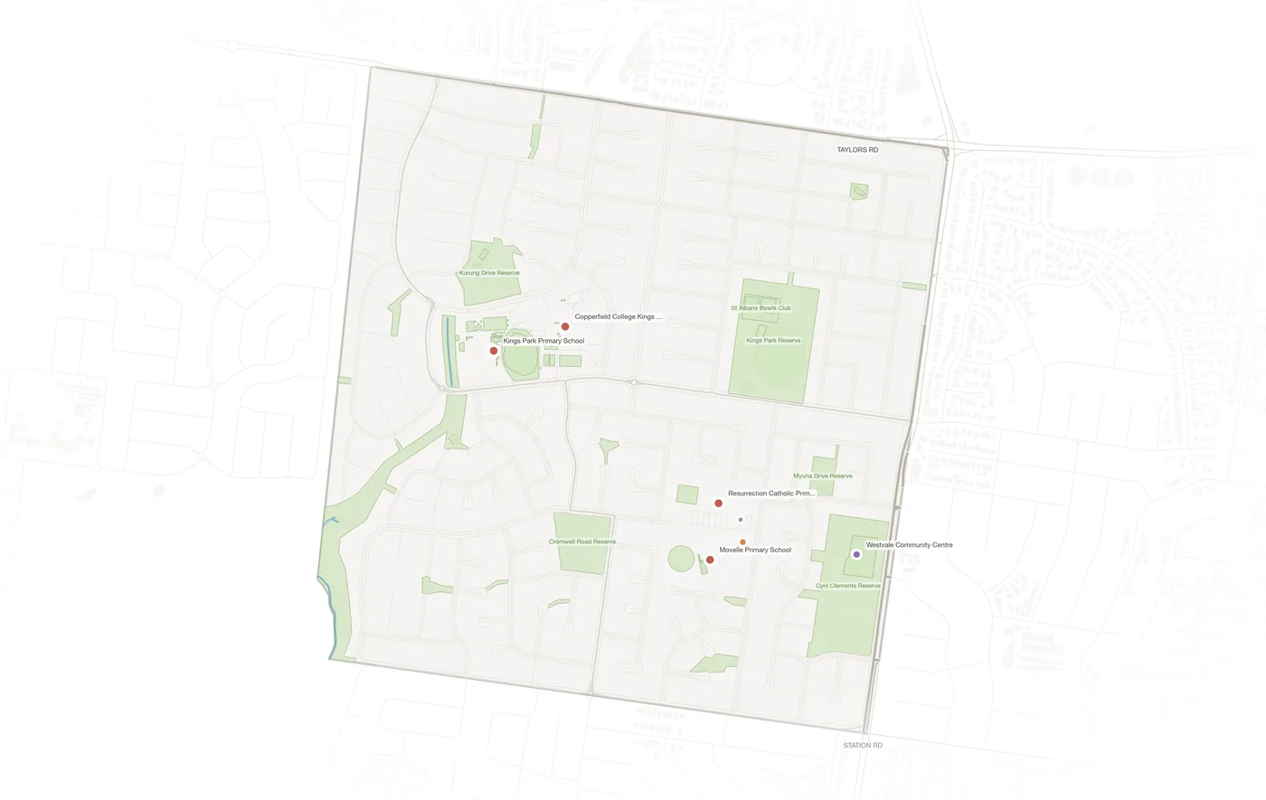 Kings Park urban fabric map