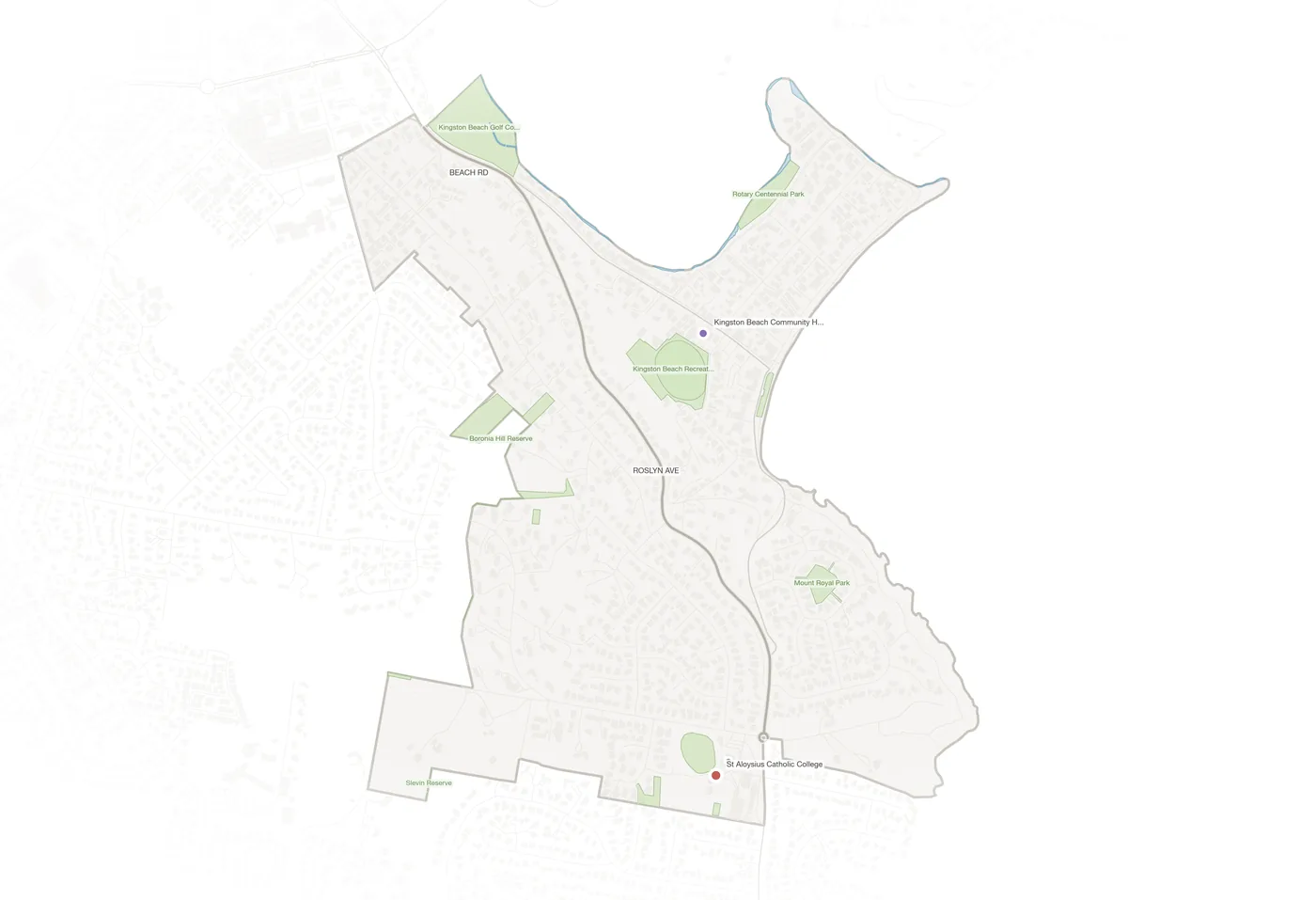 Kingston Beach urban fabric map