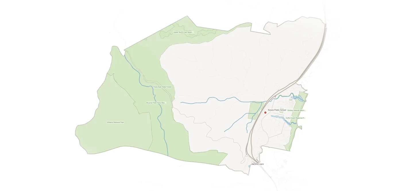 Korora urban fabric map