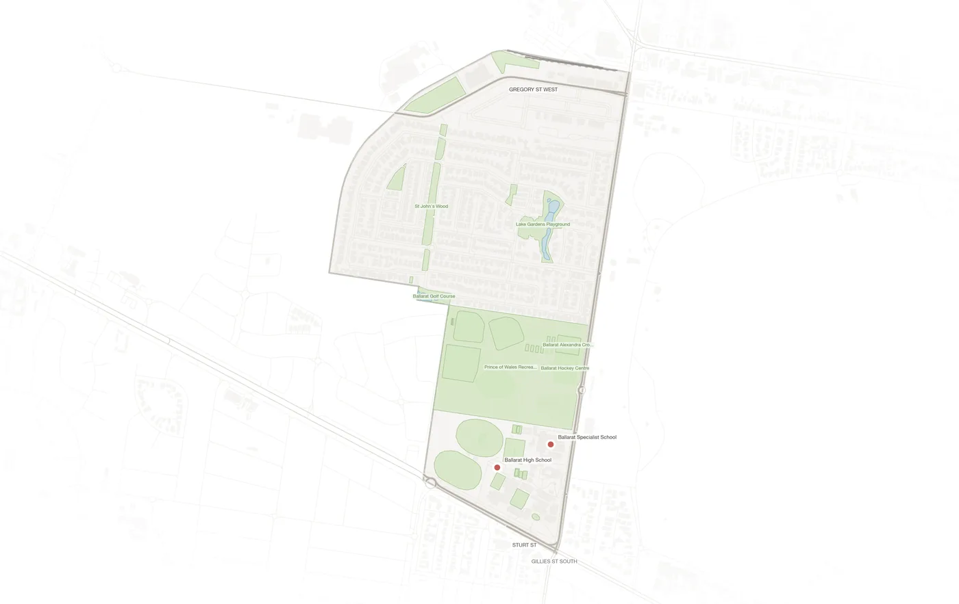 Lake Gardens urban fabric map