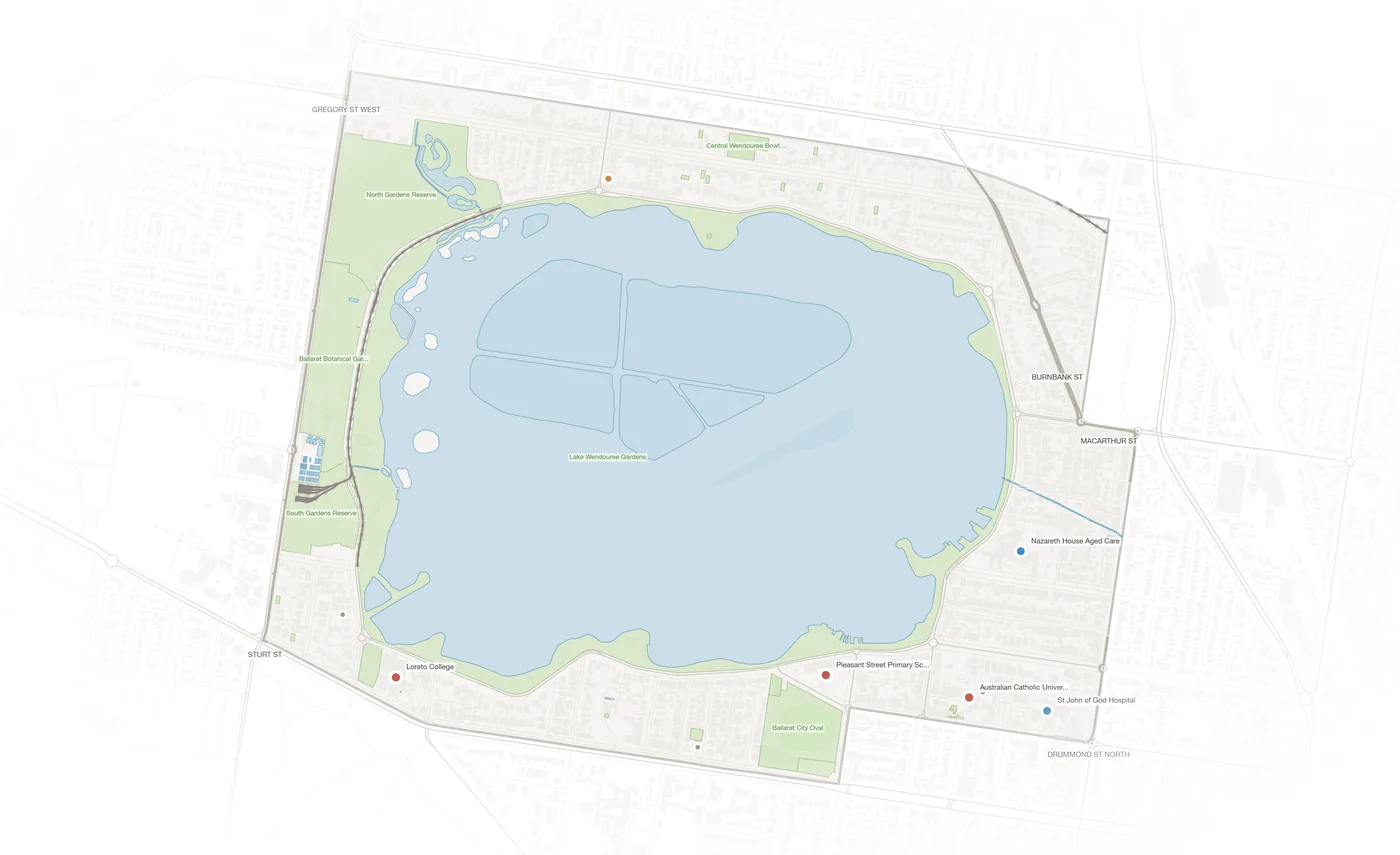 Lake Wendouree urban fabric map