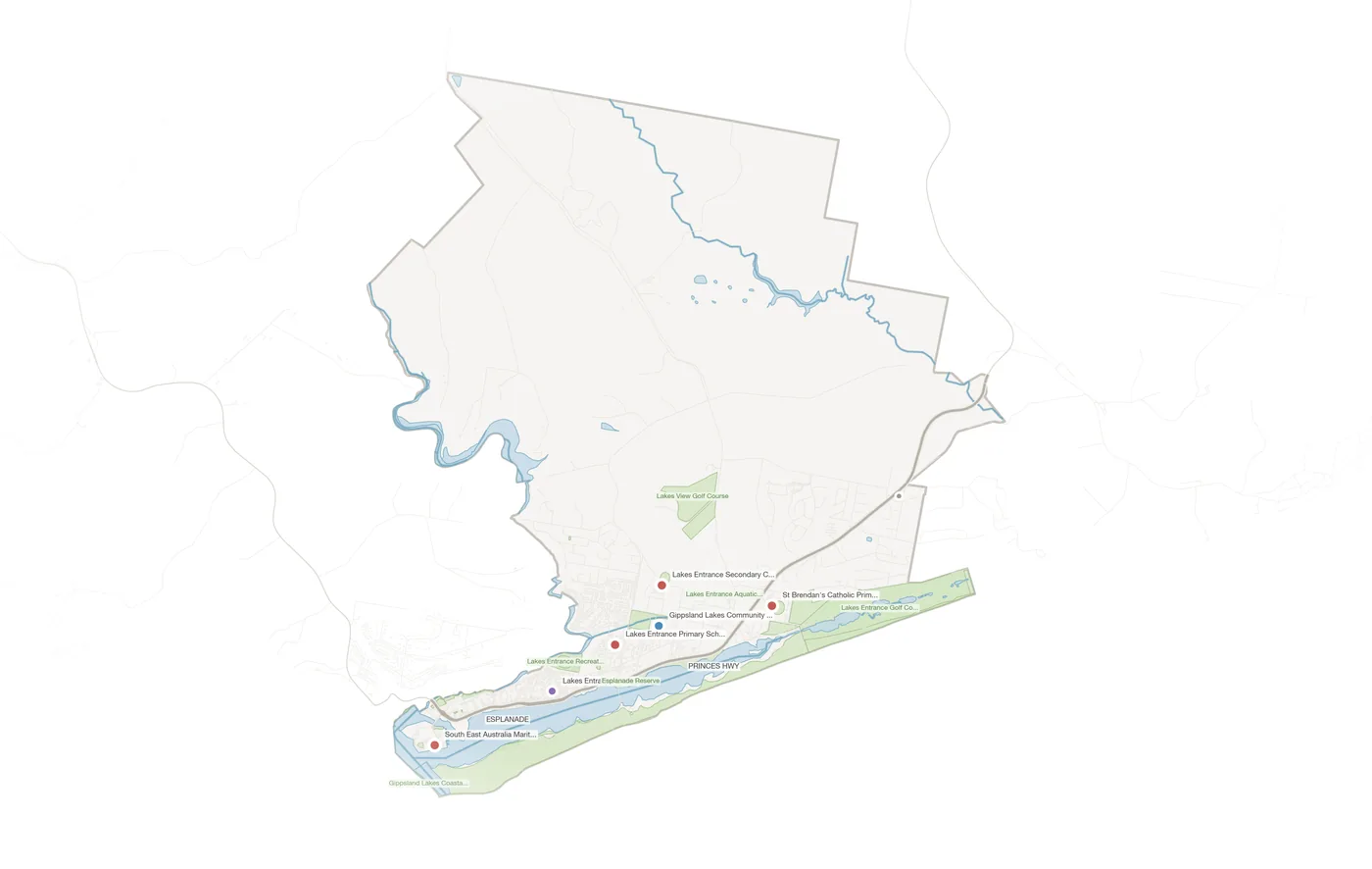 Lakes Entrance urban fabric map