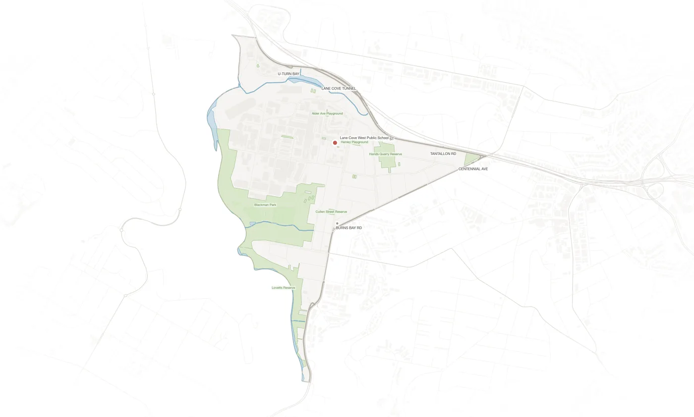 Lane Cove West urban fabric map