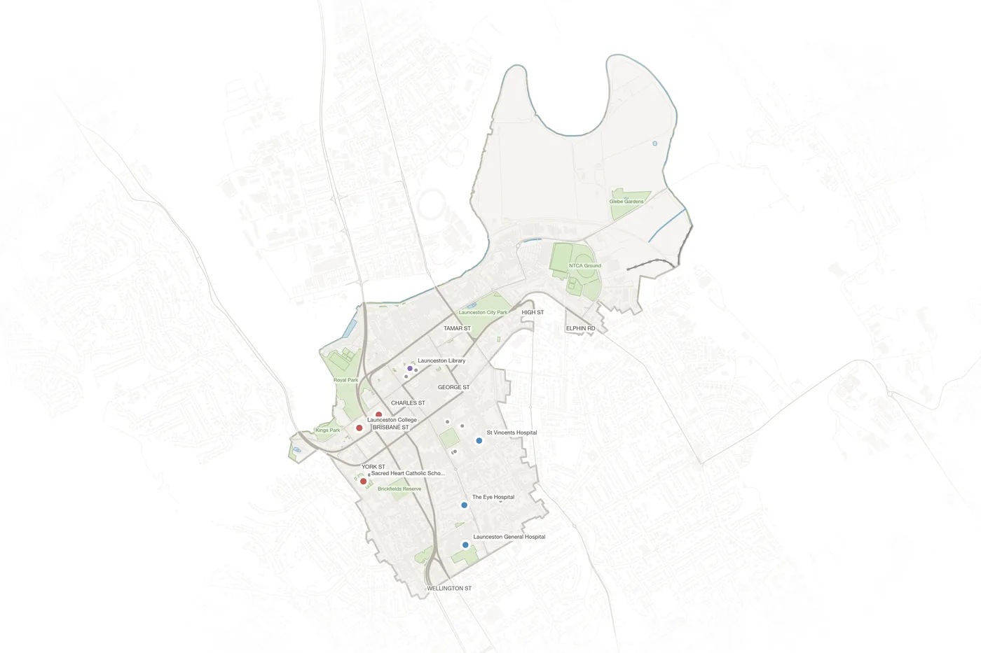Launceston urban fabric map