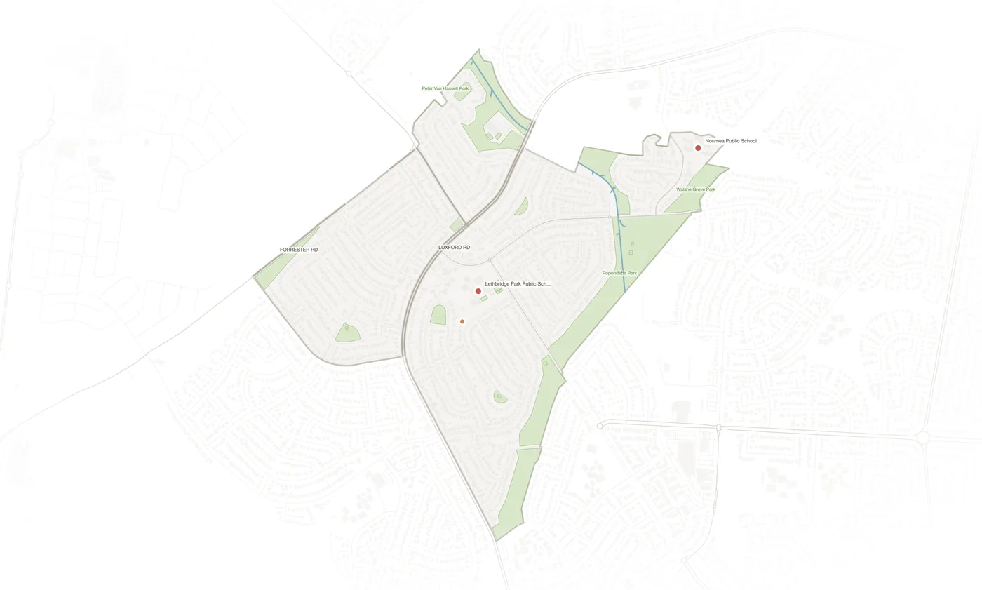 Lethbridge Park urban fabric map
