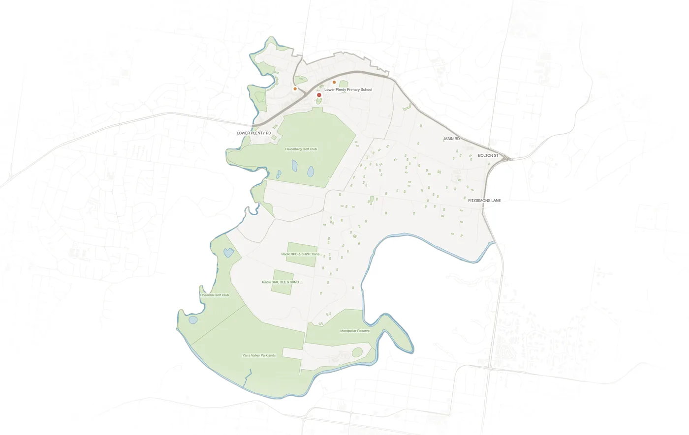 Lower Plenty urban fabric map