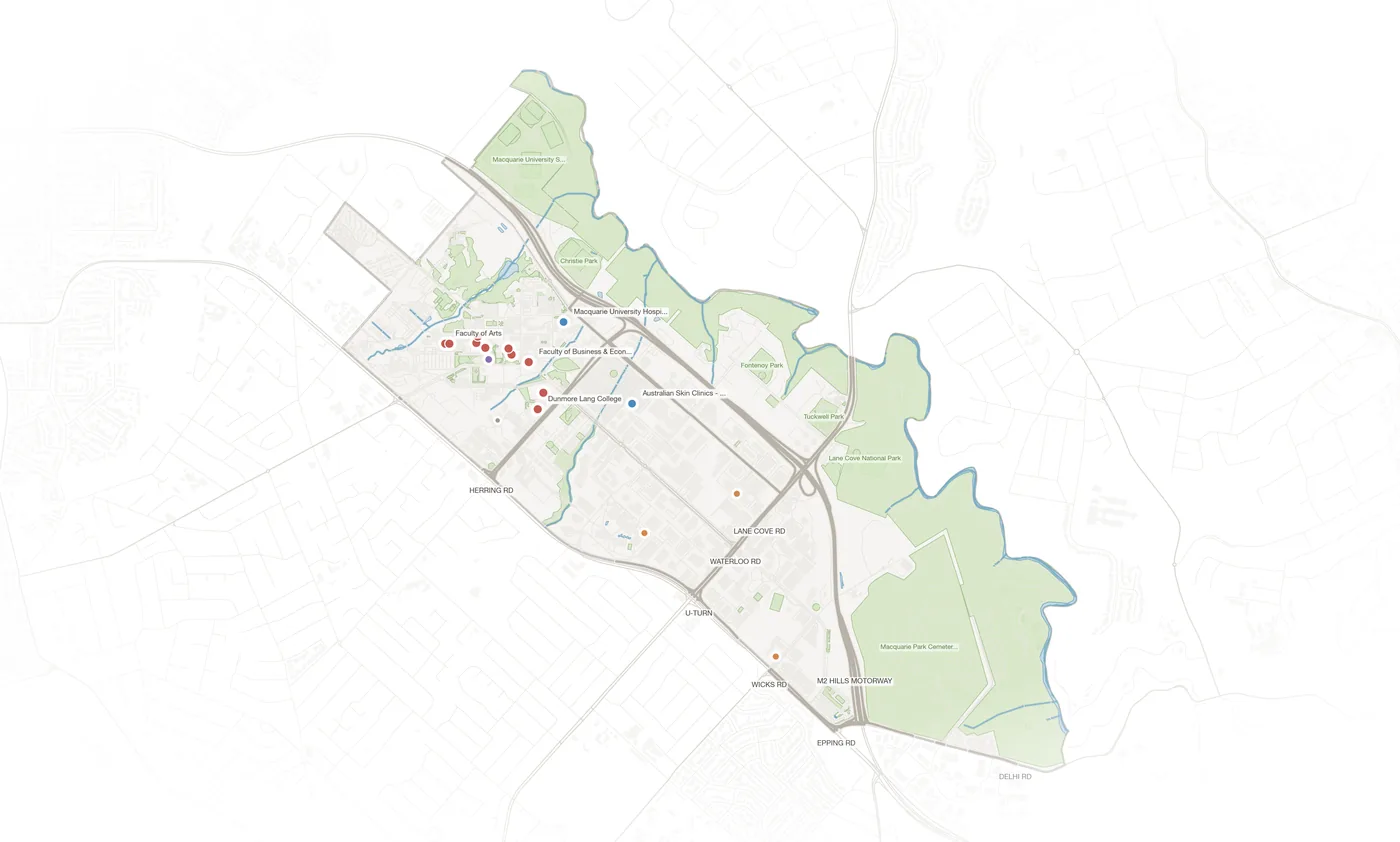 Macquarie Park urban fabric map