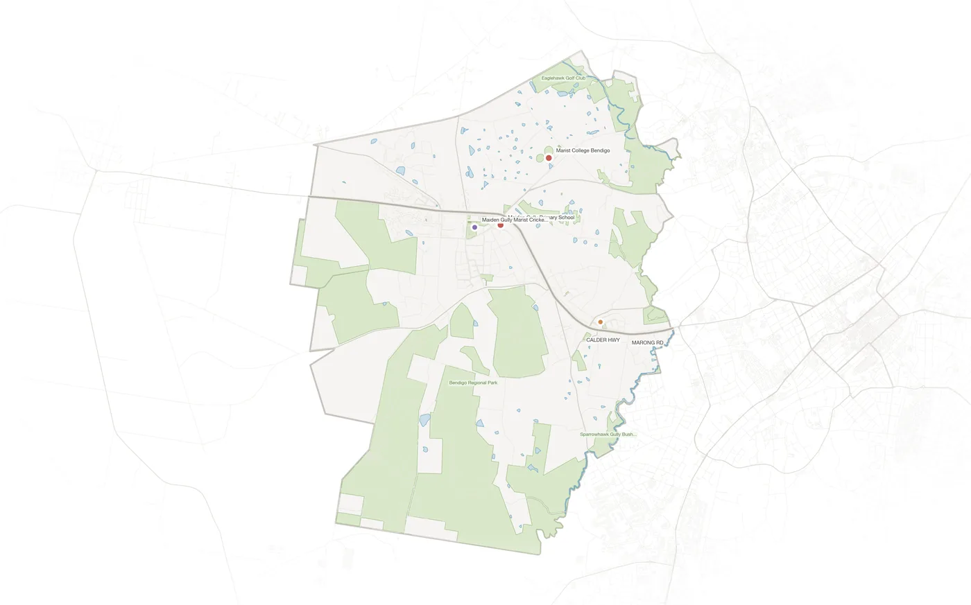 Maiden Gully urban fabric map