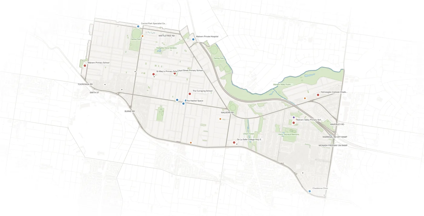Malvern East urban fabric map