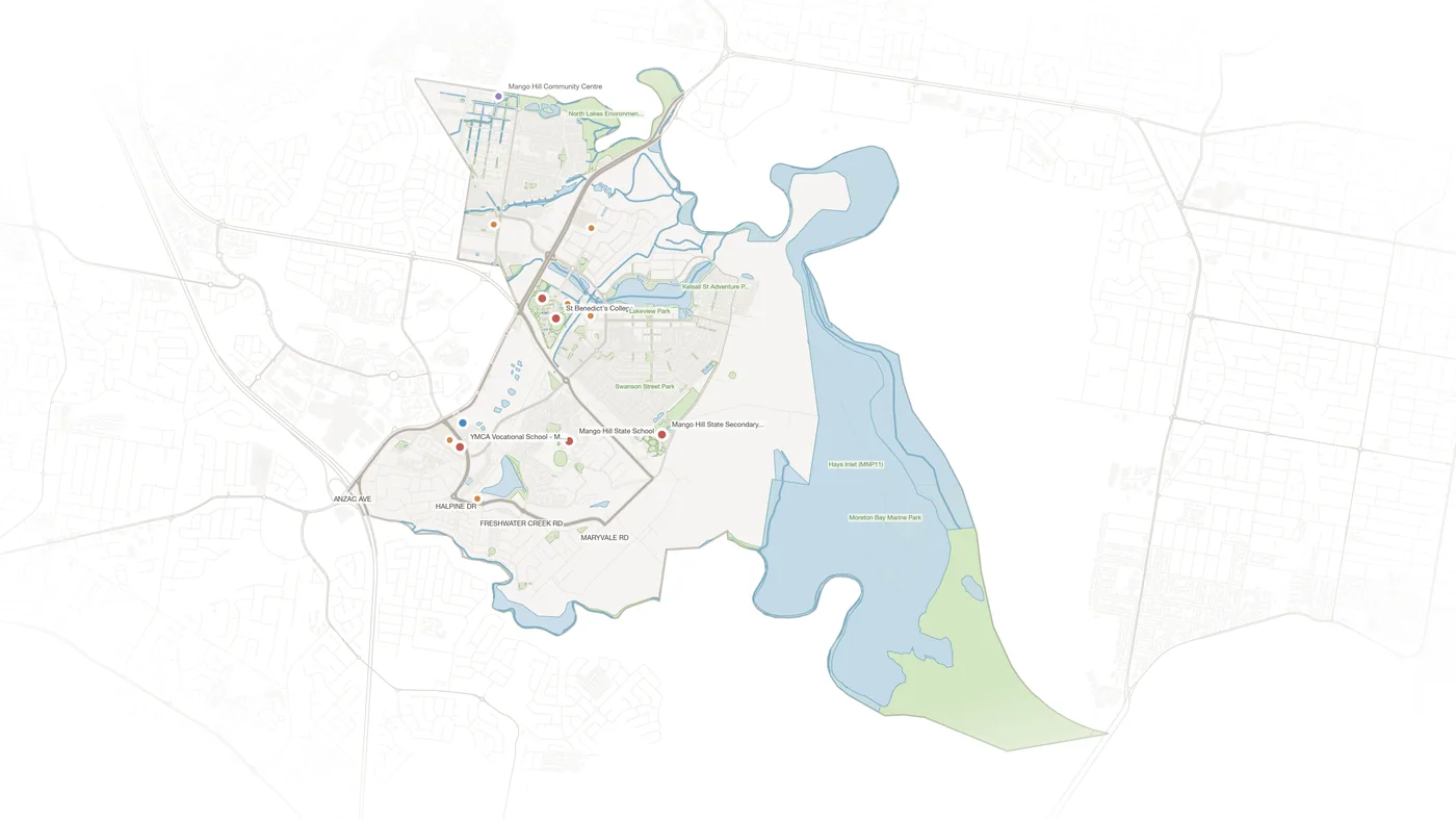 Mango Hill urban fabric map