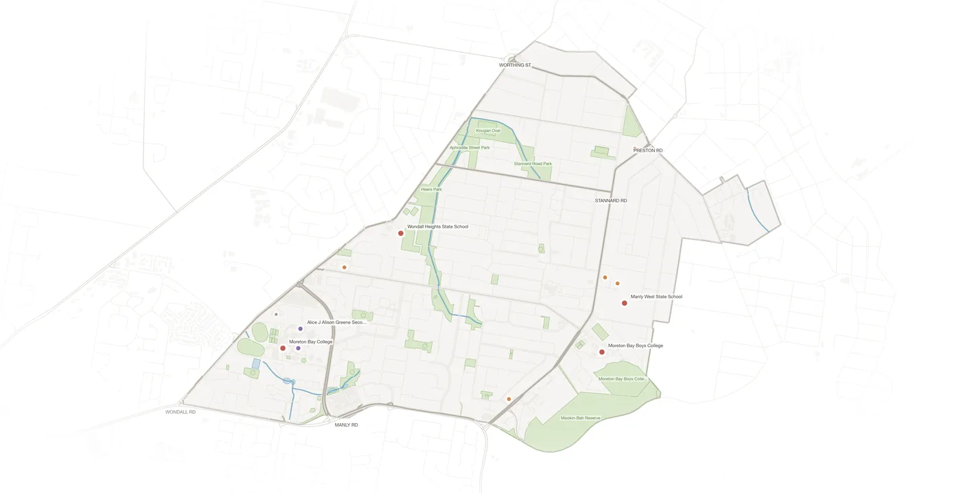 Manly West urban fabric map