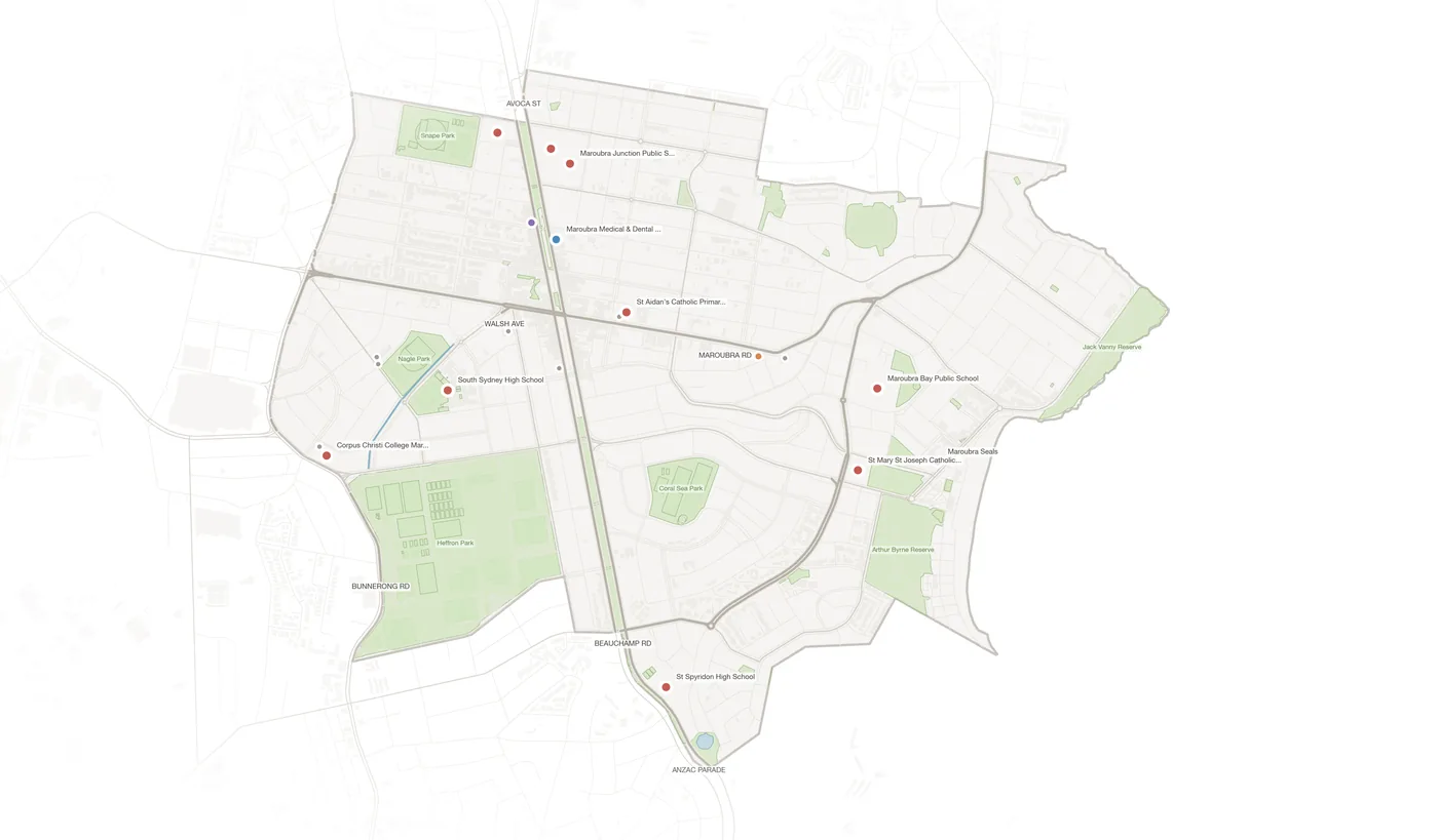 Maroubra urban fabric map