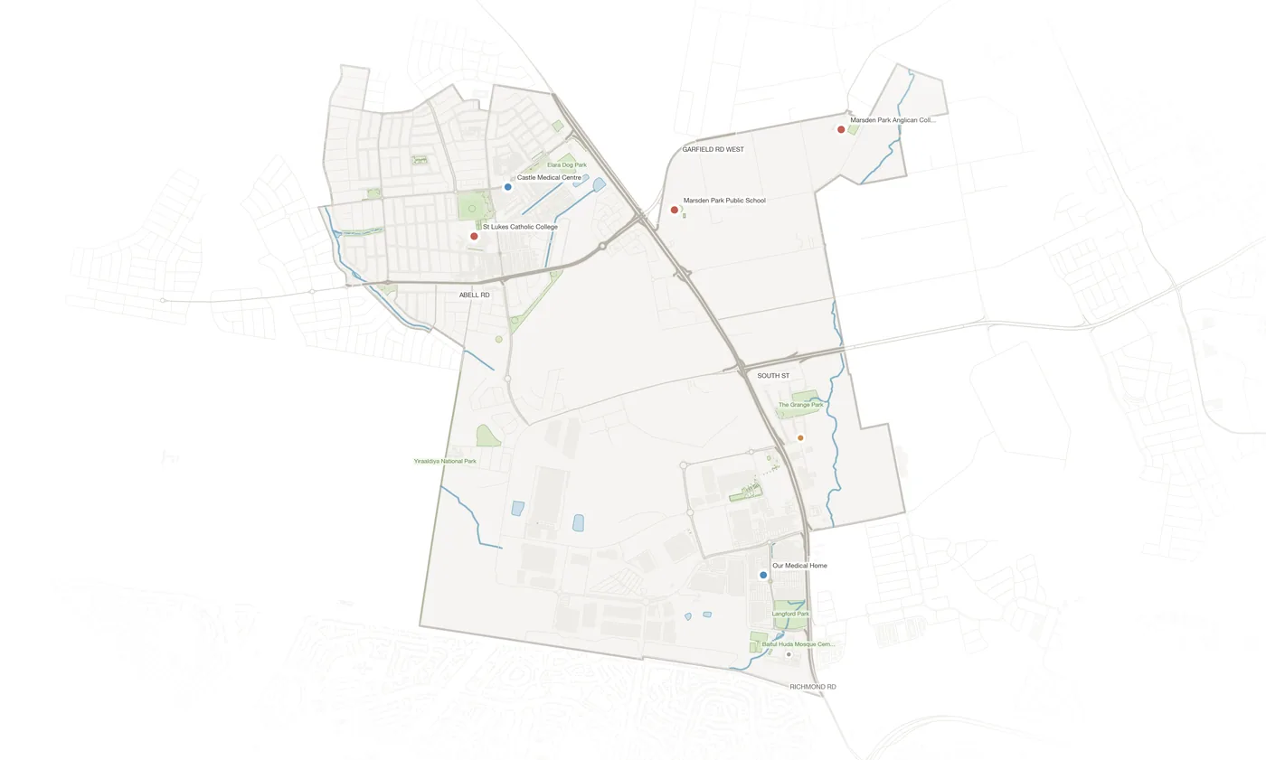 Marsden Park urban fabric map
