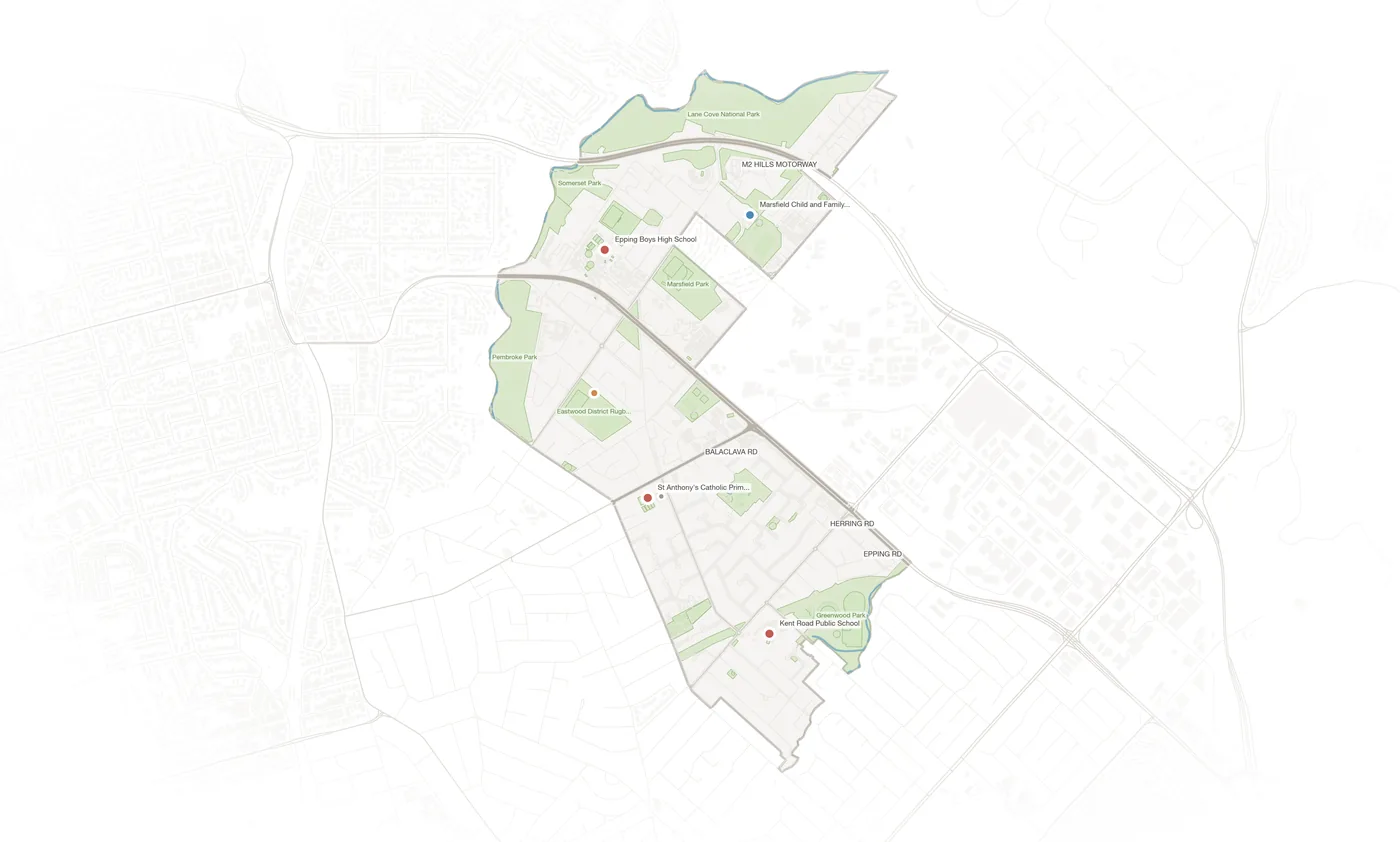 Marsfield urban fabric map