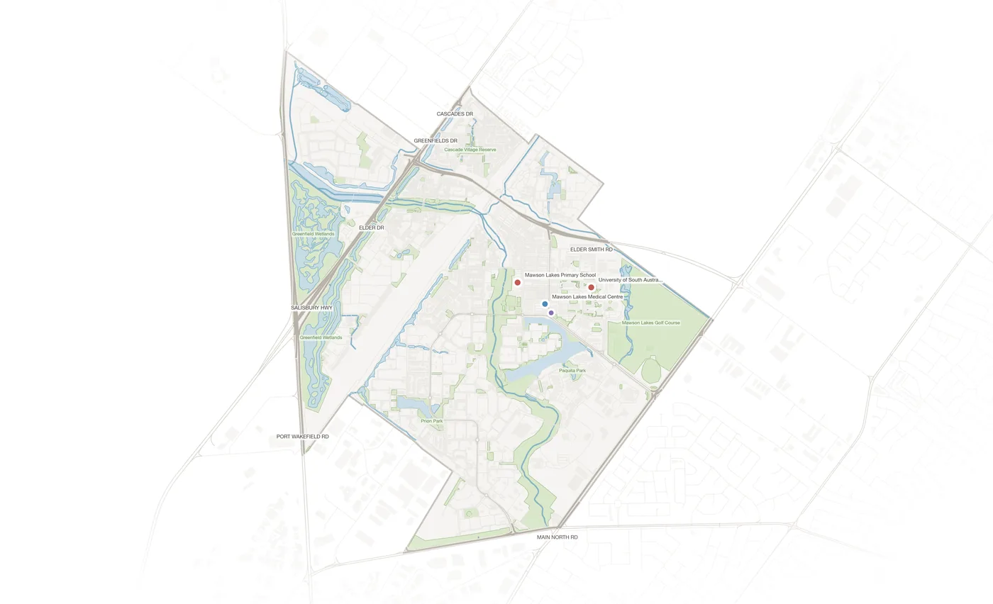 Mawson Lakes urban fabric map
