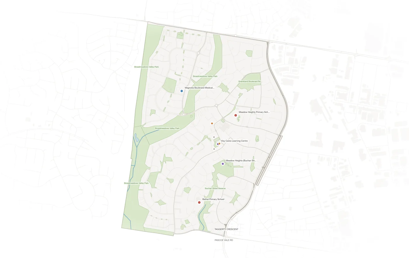Meadow Heights urban fabric map