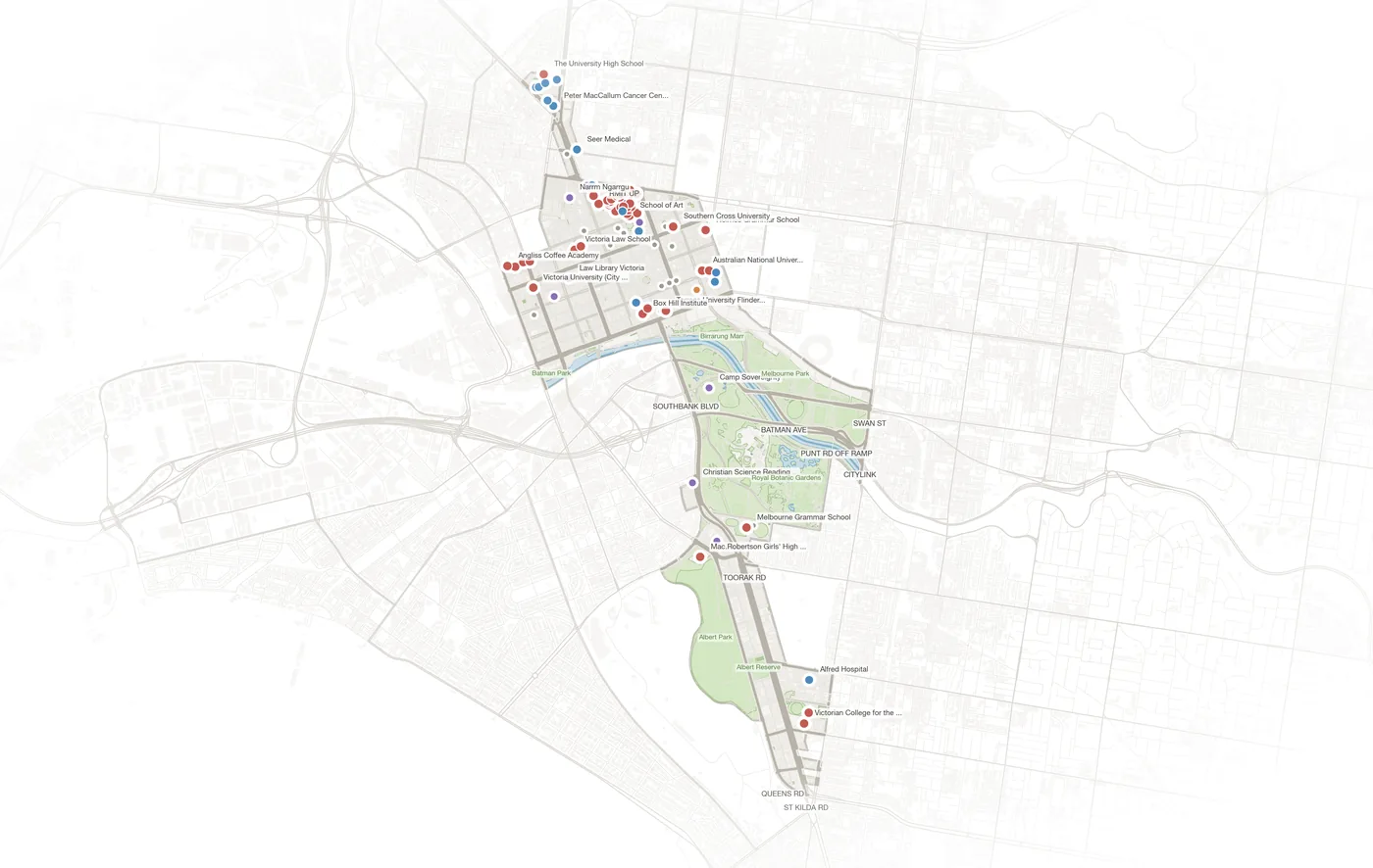 Melbourne urban fabric map