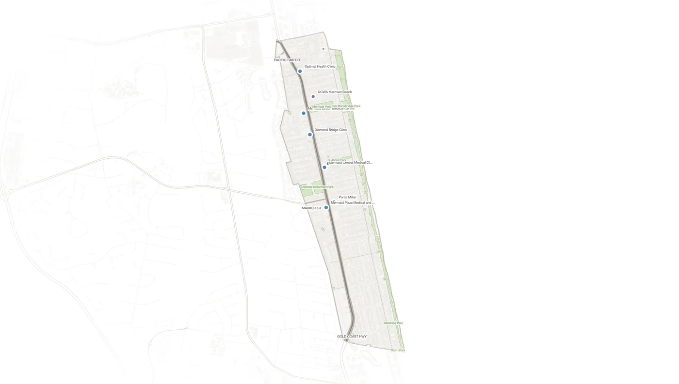 Mermaid Beach urban fabric map