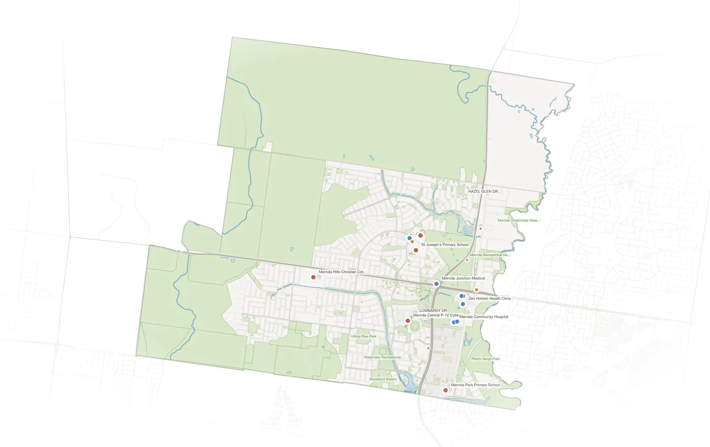 Mernda urban fabric map