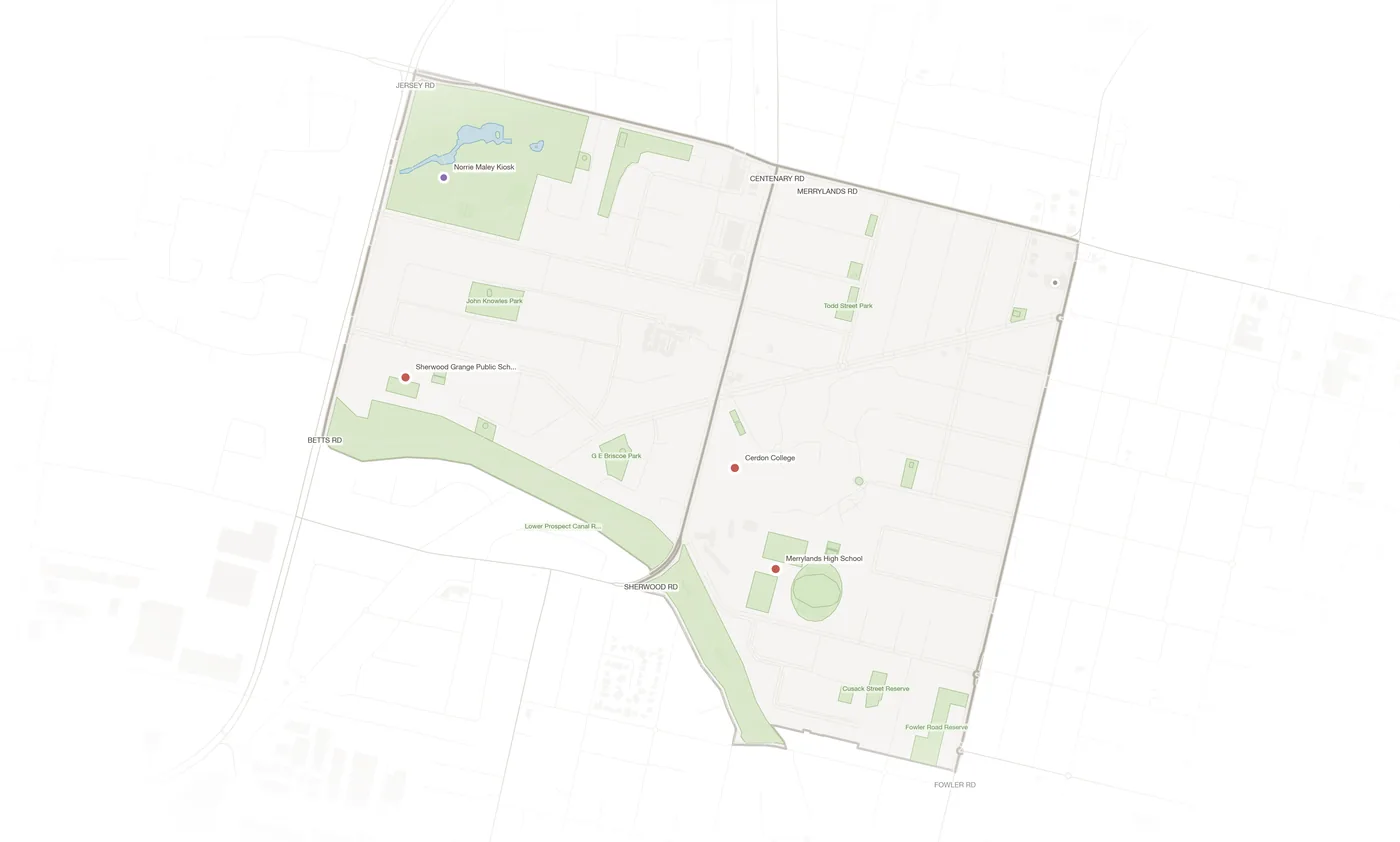 Merrylands West urban fabric map