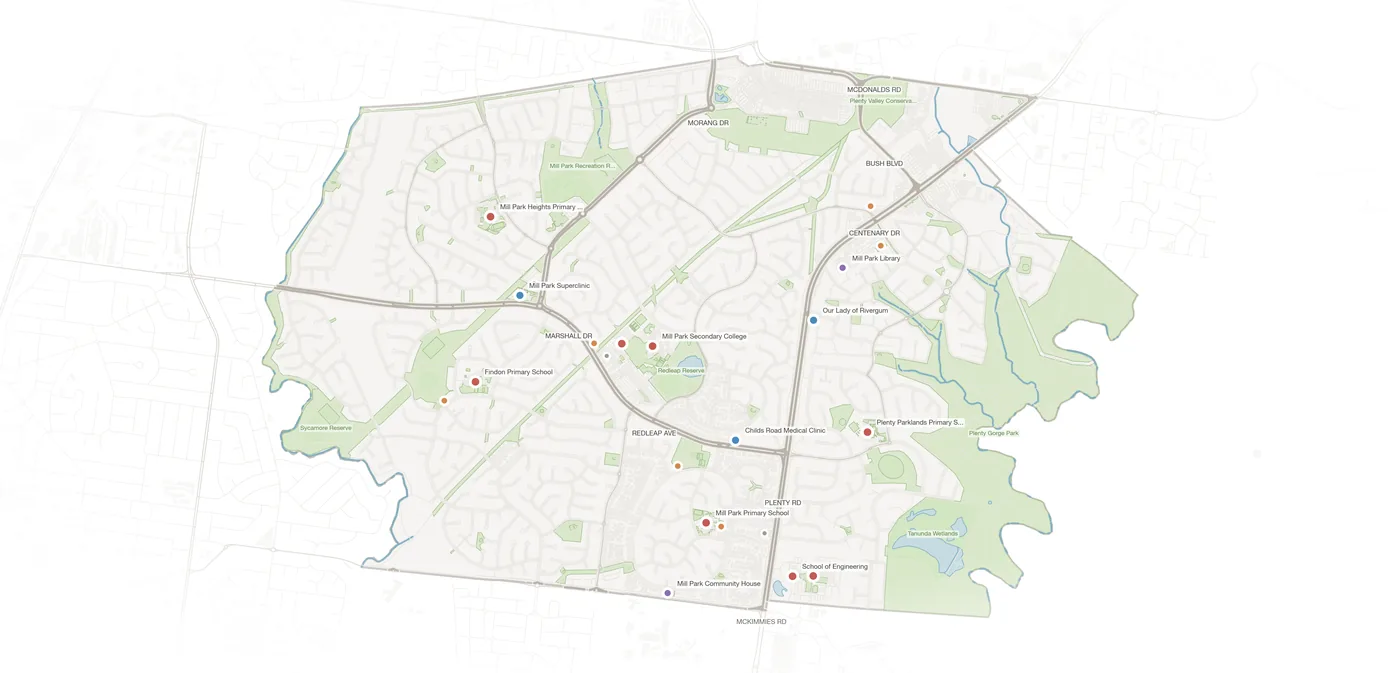 Mill Park urban fabric map