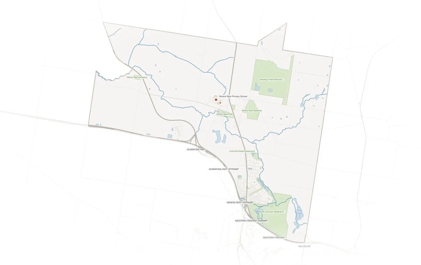 Miners Rest urban fabric map