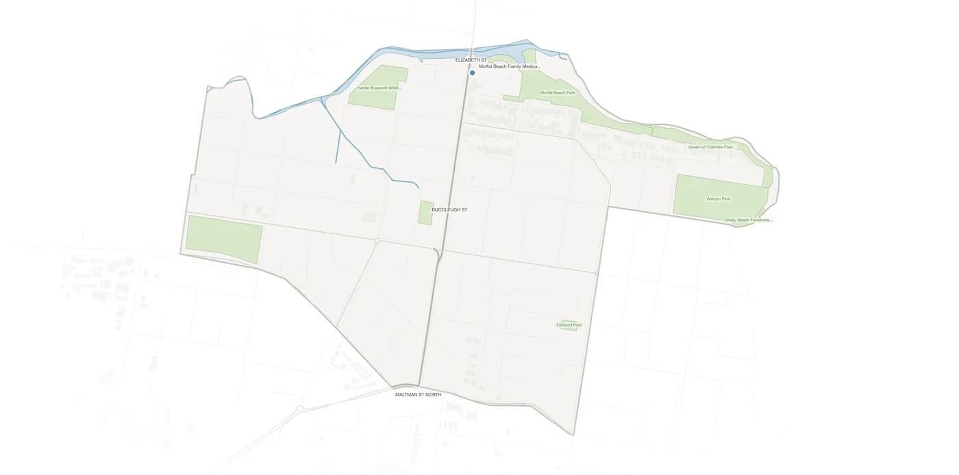 Moffat Beach urban fabric map
