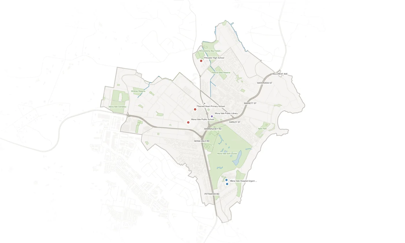 Mona Vale urban fabric map
