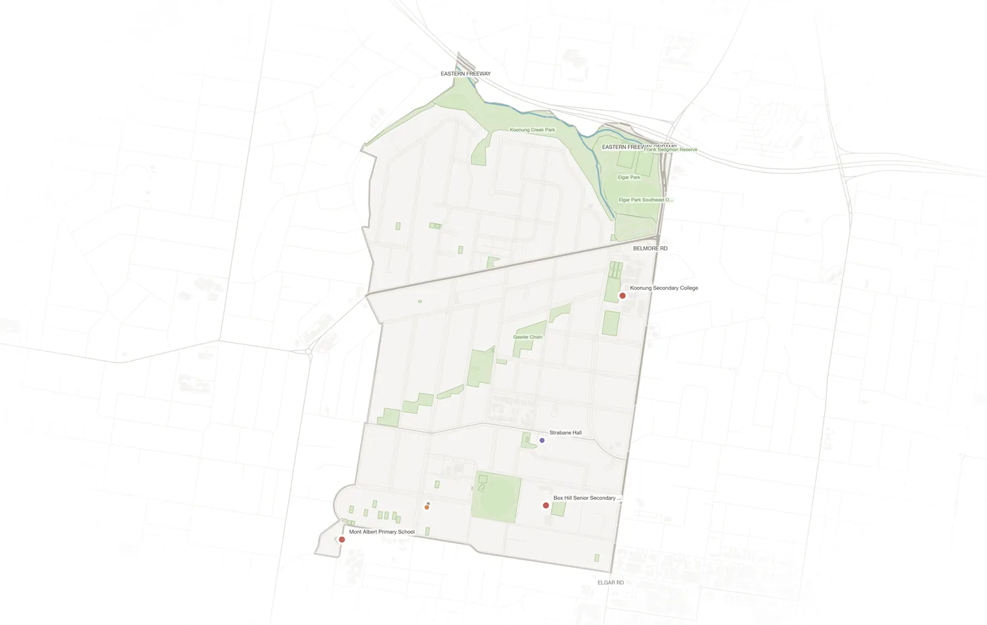 Mont Albert North urban fabric map