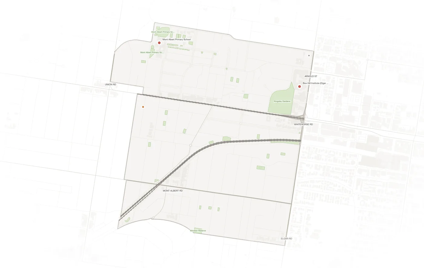 Mont Albert urban fabric map