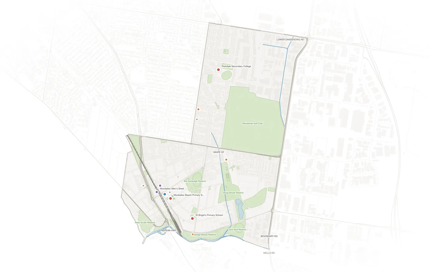 Mordialloc urban fabric map