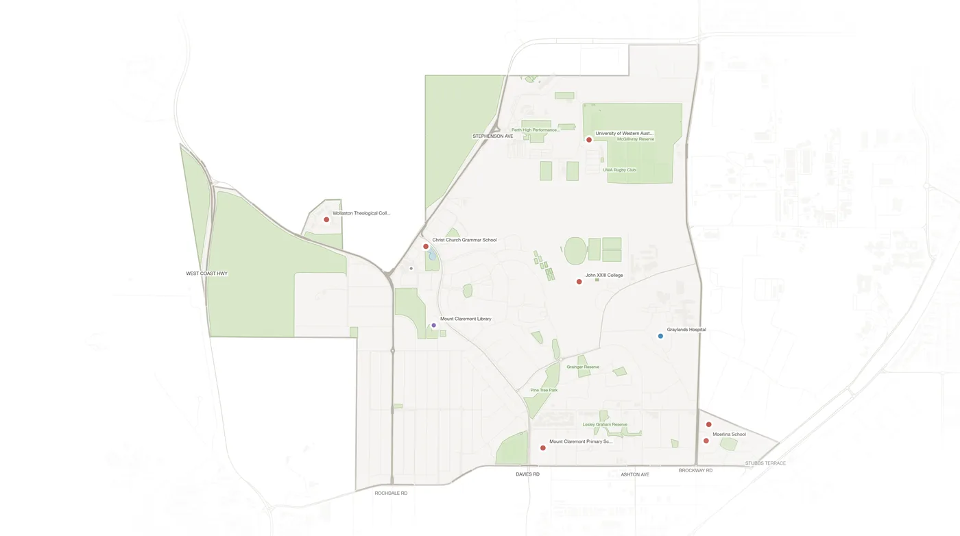 Mount Claremont urban fabric map