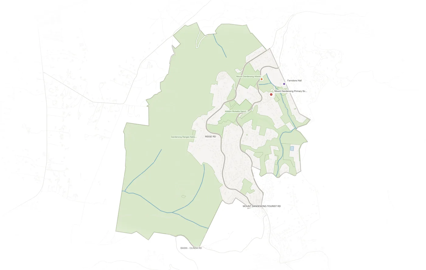 Mount Dandenong urban fabric map