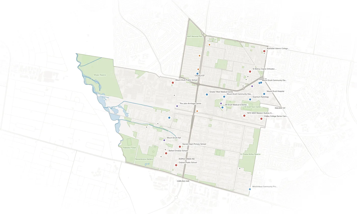 Mount Druitt urban fabric map