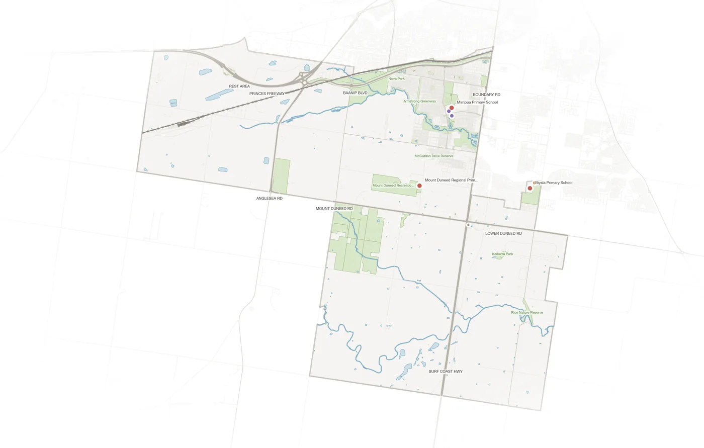 Mount Duneed urban fabric map