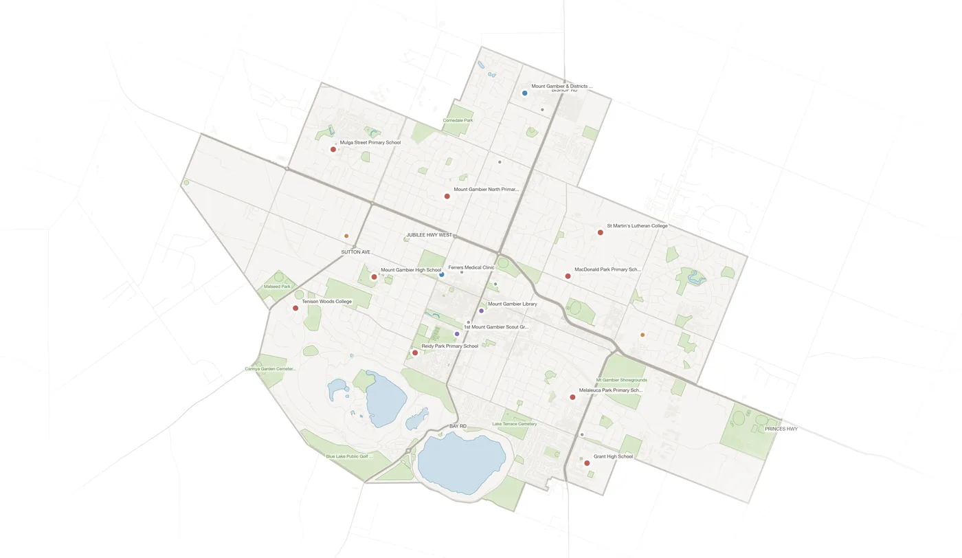 Mount Gambier urban fabric map