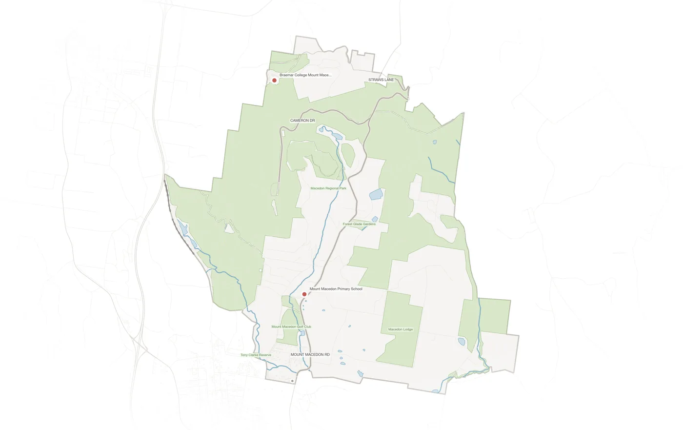 Mount Macedon urban fabric map
