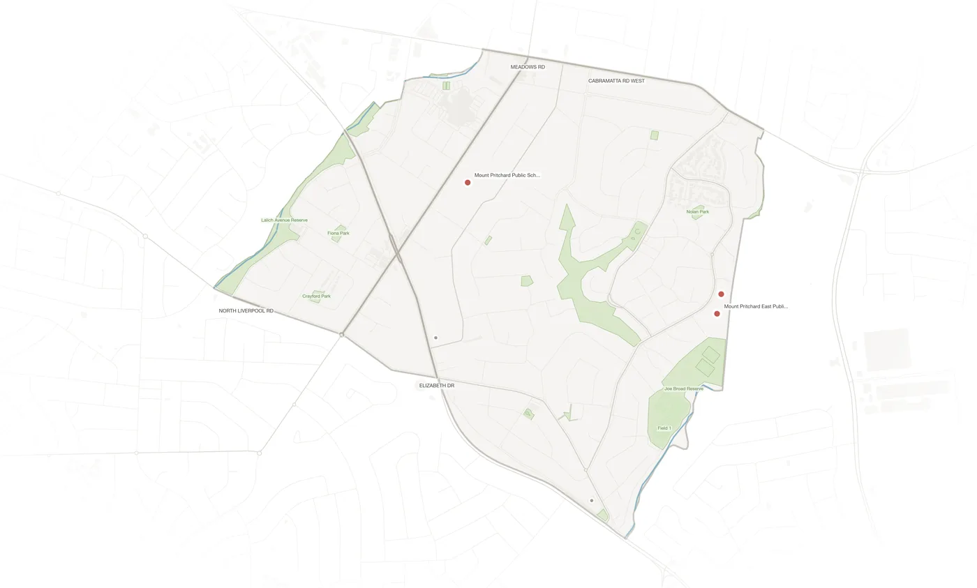 Mount Pritchard urban fabric map