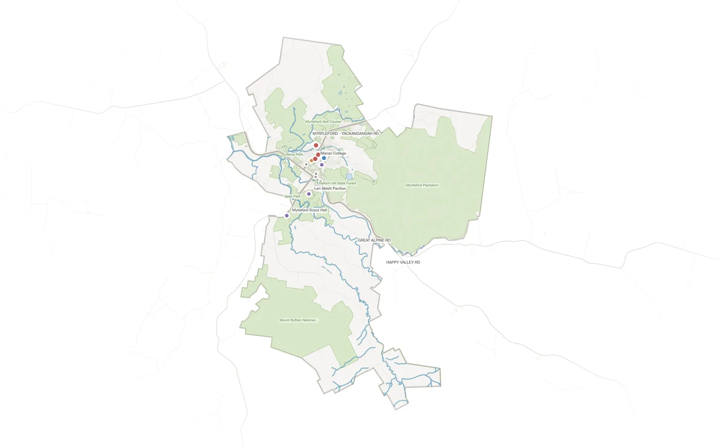 Myrtleford urban fabric map