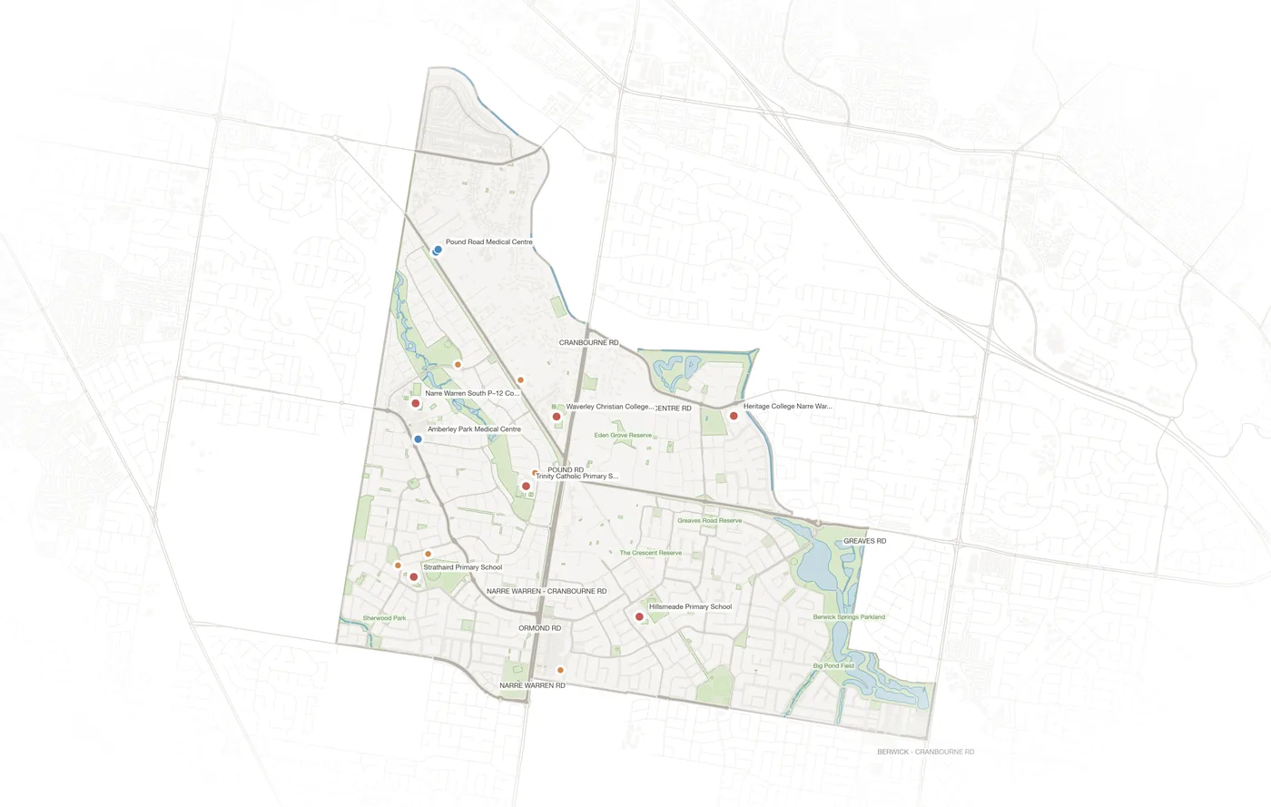 Narre Warren South urban fabric map
