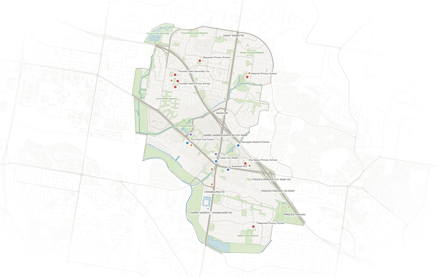Narre Warren urban fabric map