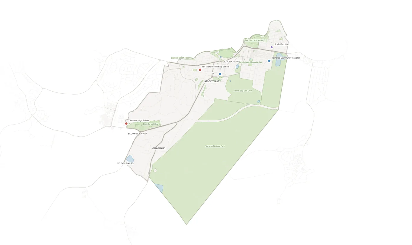 Nelson Bay urban fabric map