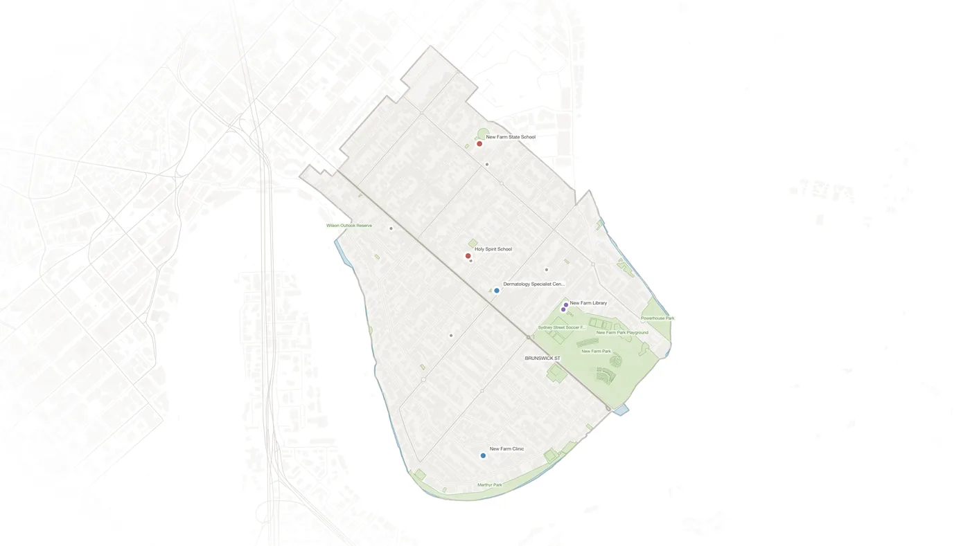 New Farm urban fabric map